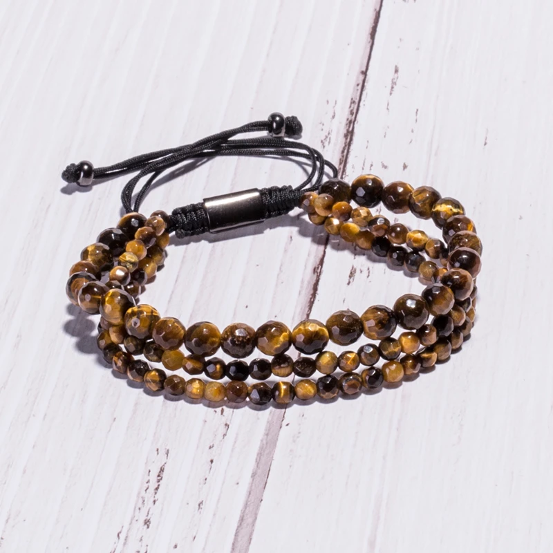 Handmade Bracelets &amp Bangles 6MM&amp4MM Beaded Charm Macrame Bracelet Natural Tigereye Stone Multilayer For Women Men | Украшения и