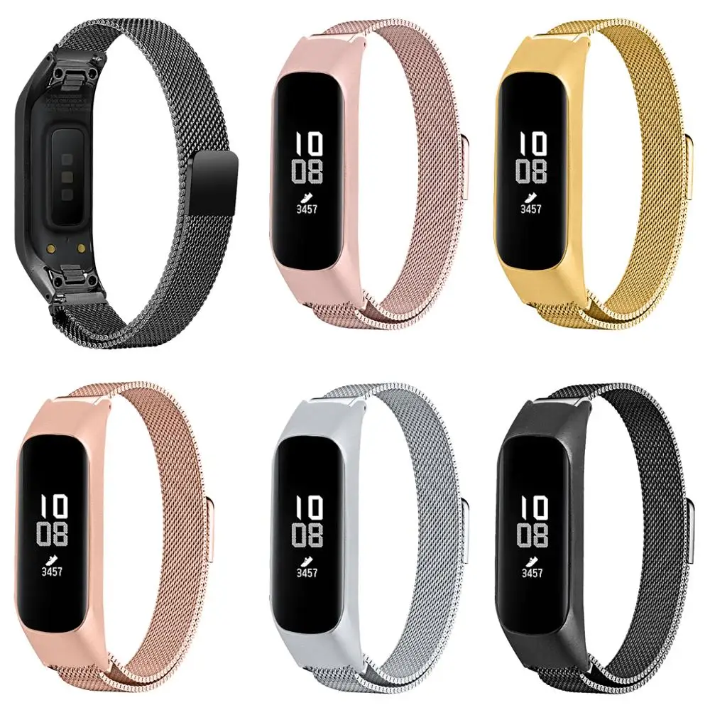 Миланский магнитный металлический ремешок для samsung Galaxy Fit e Mesh стальной ремешок для Fit e смарт часы браслет серебро розовое золото черный
