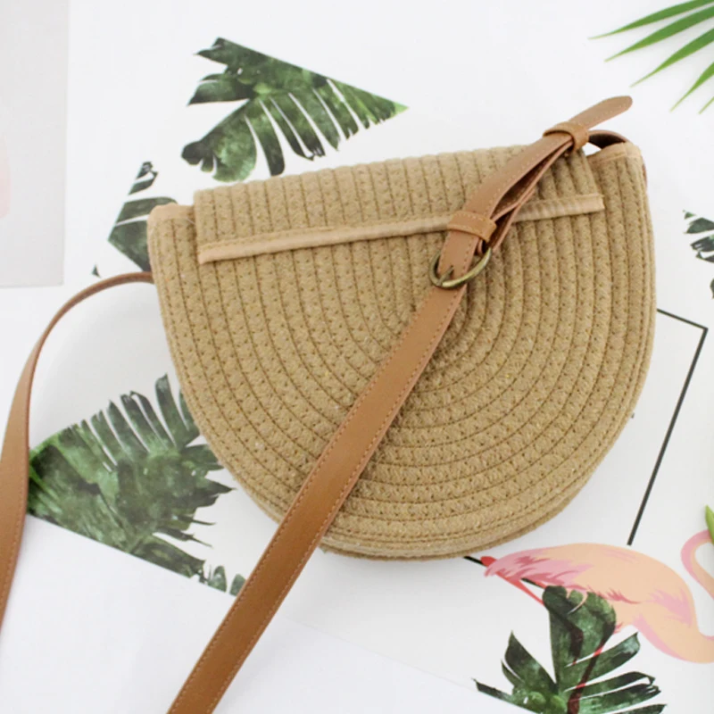 Женская плетеная Сумка раскладушка компактная Повседневная Соломенная через