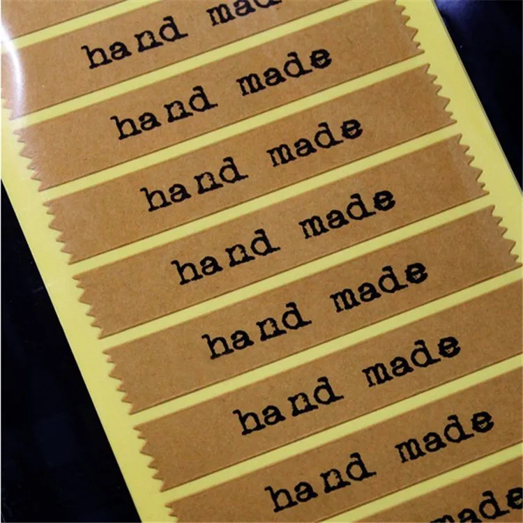 

120pcs/lot 7x1.2cm rectangle Vintage " hand made" sticker Gift seal stickers for homemade bakery&gift packaging