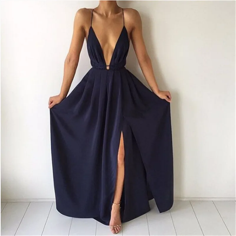 Женское длинное шифоновое платье с лямкой на шее открытой спиной|beach dress|chiffon