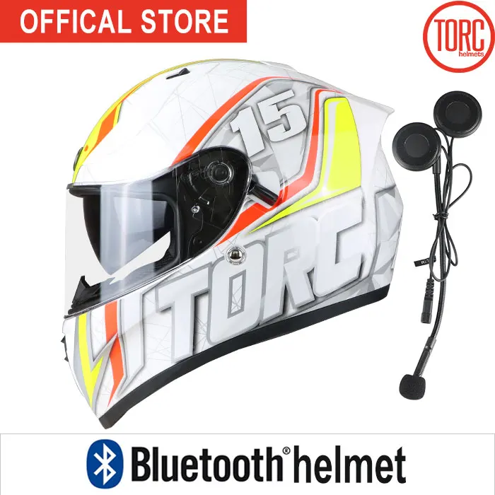 Подключение через Bluetooth телефона Поддержка вызова мотоцикл Casco руль Fatbar для Gearracing шлем анфас мотоциклетный шлем Двойные линзы T128 - Цвет: white yellow Bluetoo