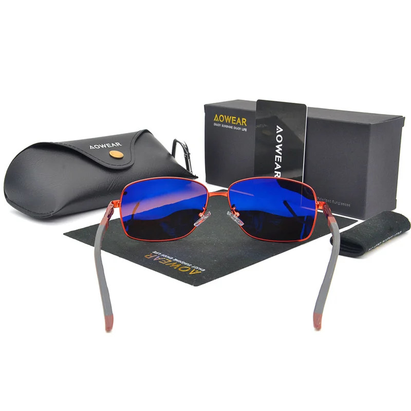 AOWEAR, солнцезащитные очки для вождения, мужские, поляризационные, голубое покрытие, зеркальные, для вождения, солнцезащитные очки, Роскошные, UV400, оттенки, для улицы, очки, мужские