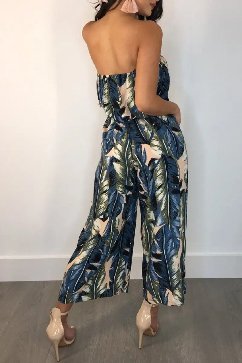 

Leaf Digital Print Women Strapless One Piece Outfits Women Jumpsuits