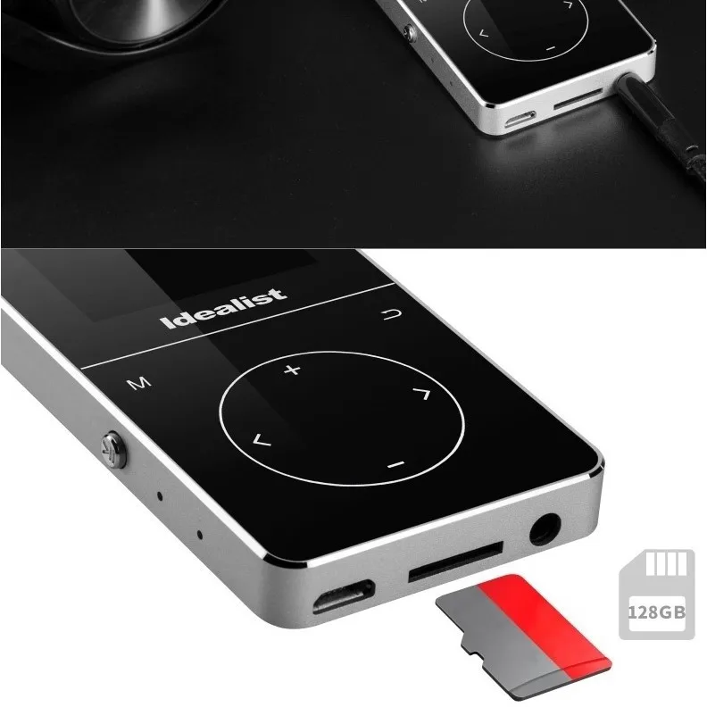 Сенсорный металлический MP4 плеер Walkman без потерь поддержка 128 Гб TF записи fm