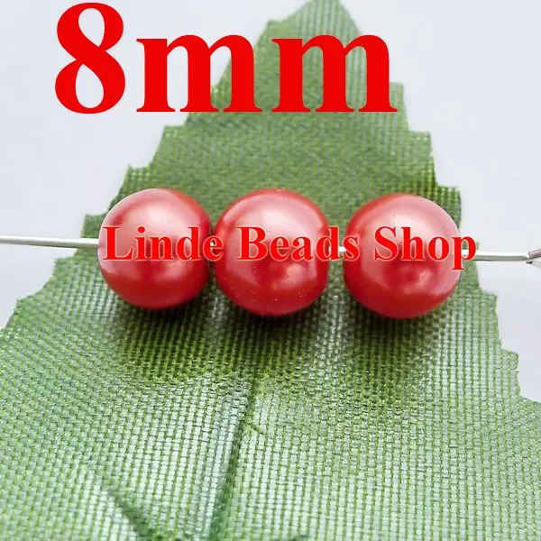 

500pcs/lot 8mm glass pearl beads christmas ornament loose round beads for jewelry, decoration, paparadscha colour GP08038