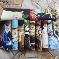 handmade cloth diy thick cotton canvas fabric hand dyed patchwork cloth digital printing etro cat series