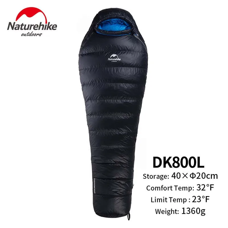 Blue 800g Naturehike зимние спальные мешки для отдыха на природе, походные спальные мешки для мам, сохраняющие тепло, водонепроницаемый спальный мешок 205*80 см - Цвет: Blue 800g