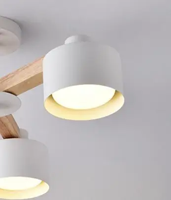 Nordic Design Modern Wood Lustre E27 Iron Lampshades Chandeliers Lamps Ceiling Dinning Room Lighting Led Kitchen Lighting lamp - Цвет абажура: White shade