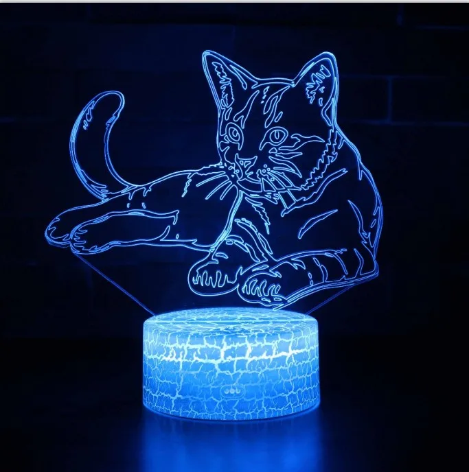 image 1 3D LED ночные огни кошка собака медведь 7 цветов Сменные голограмма атмосферу Новинка лампа для украшения дома визуальную иллюзию подарок - Испускаемый цвет: image 1