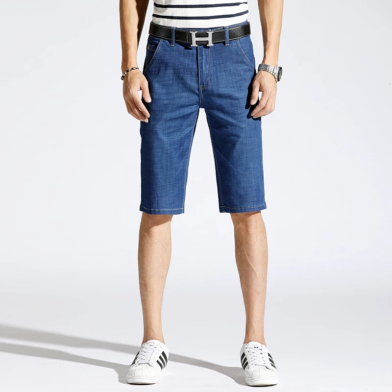 Мужские джинсовые шорты летние хлопковые для бега длиной до колена|Мужские