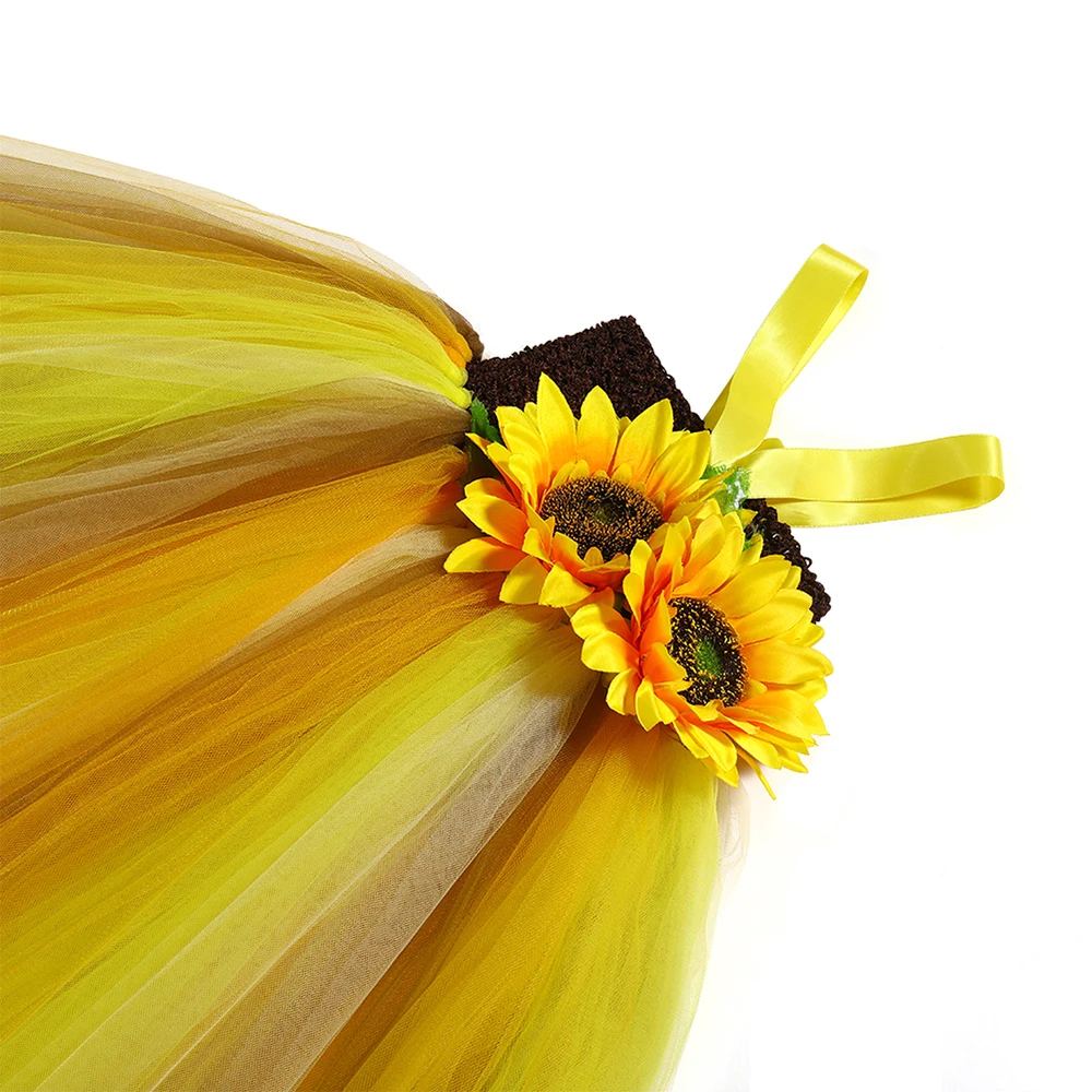 Autumn Sunflower Tutu Dress Pumpkin Scarecrow Kids Halloween Costumes Sun Flower Dresses for Girls Thanksgiving Party | Детская одежда