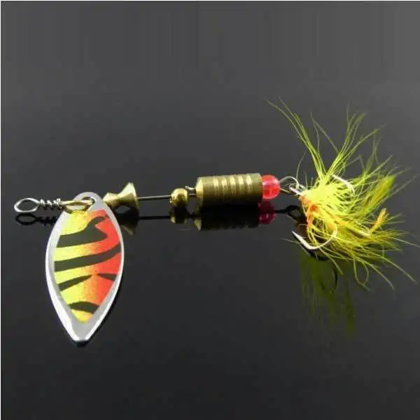 VeryOne Metal Paillette Spinner Baits Feather Fishing Lure Hook | Спорт и развлечения