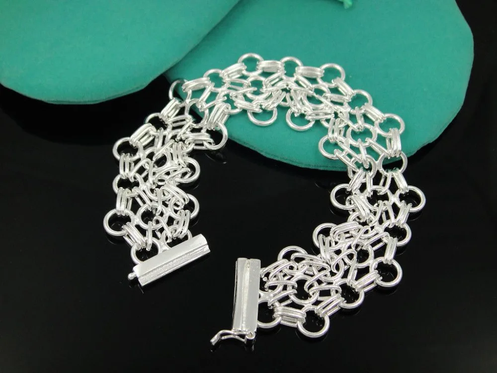 Брендовый женский ювелирный браслет с цепочкой и звеньями серебряные браслеты