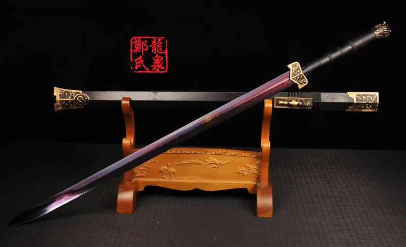 Китайский династический прямой меч Han из холодной стали Античная бронзовая Роза