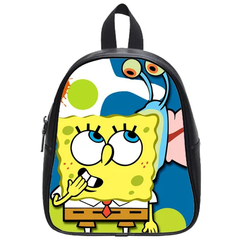 Adjustable New Custom SpongeBob Kid's School Backbag Bag (Small) High-grade PU leather | Багаж и сумки