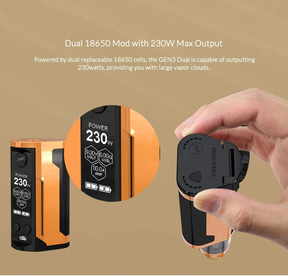 [Русский/США/Франция] Wismec Рел RX GEN3 двойной мод Box Max Выход 230 W VW/TC-Ni/TC-Ti/TC-SS/TCR электронных сигарет жидкостью vape mod