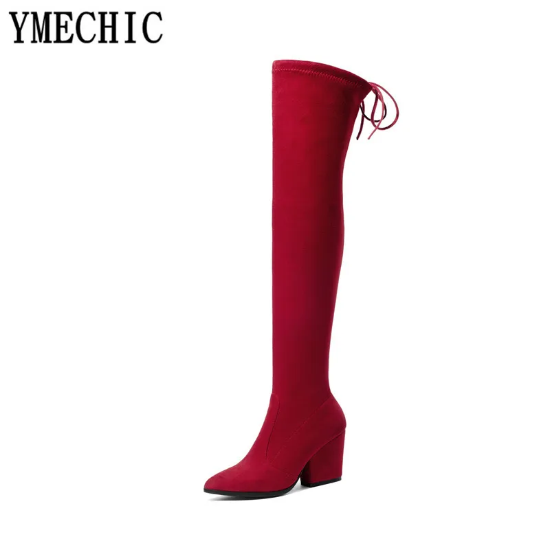 YMECHIC 2018 модные женские длинные сапоги на танкетке для верховой езды Детские