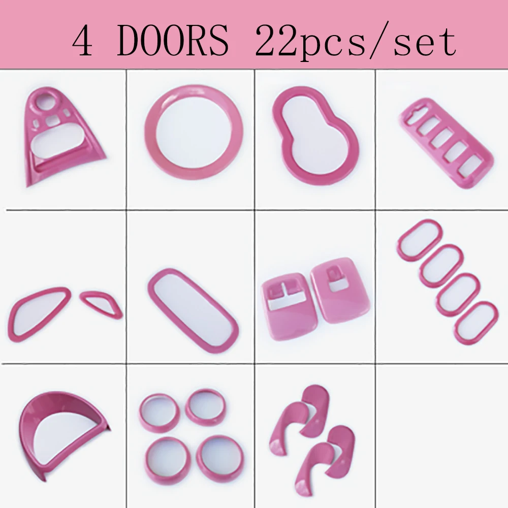 4 doors 22pcs Передняя отделка подлокотник двери, окна, стекло панели переключателя украшения Рамка для Smart Fortwo ForFour 453 автомобильные аксессуары - Название цвета: 4 doors 22pcs