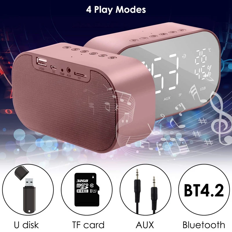 Новый Будильник Радио беспроводной Bluetooth динамик Usb зарядное устройство Tf карта