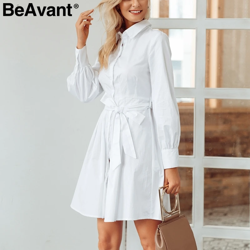 BeAvant 2018 повседневное осеннее платье для женщин плиссированное белое с высокой