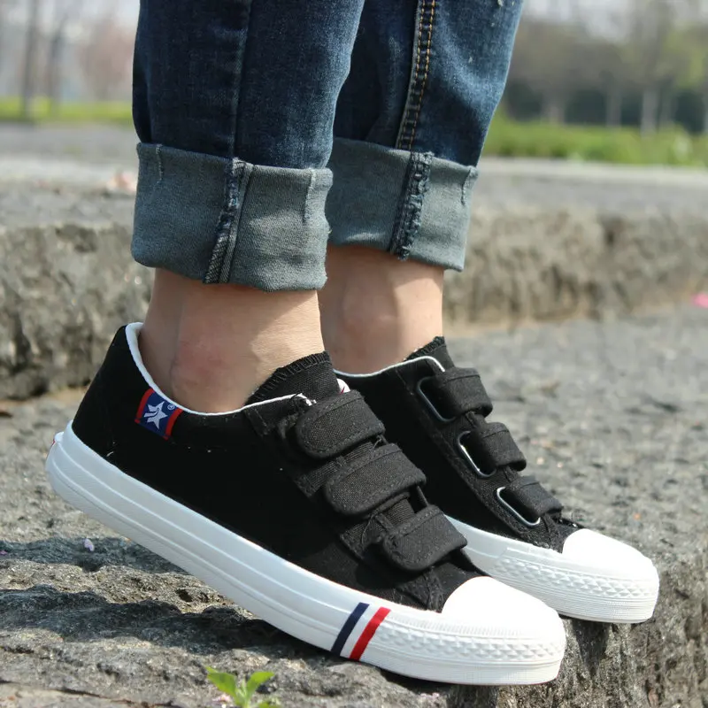 New Spring Summer breathable boys Hook &amp Loop low to help canvas mens shoes British eur35-43 | Обувь