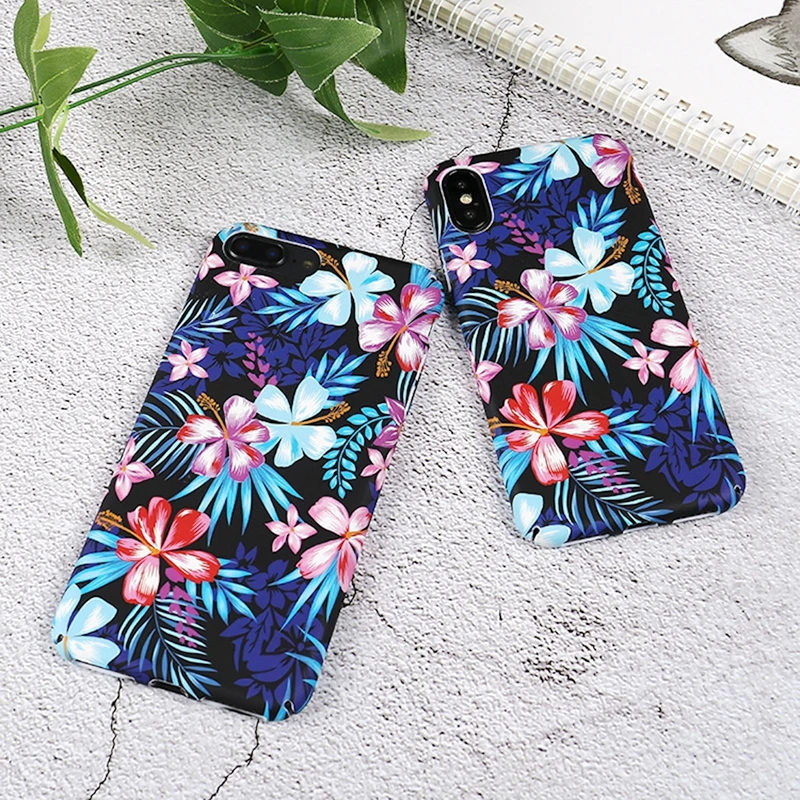 Fundas on for iPhone X Retro Tropical plants Floral Phone Case Coque 6 6s 7 8 Plus 7Plus Fashion Cover |