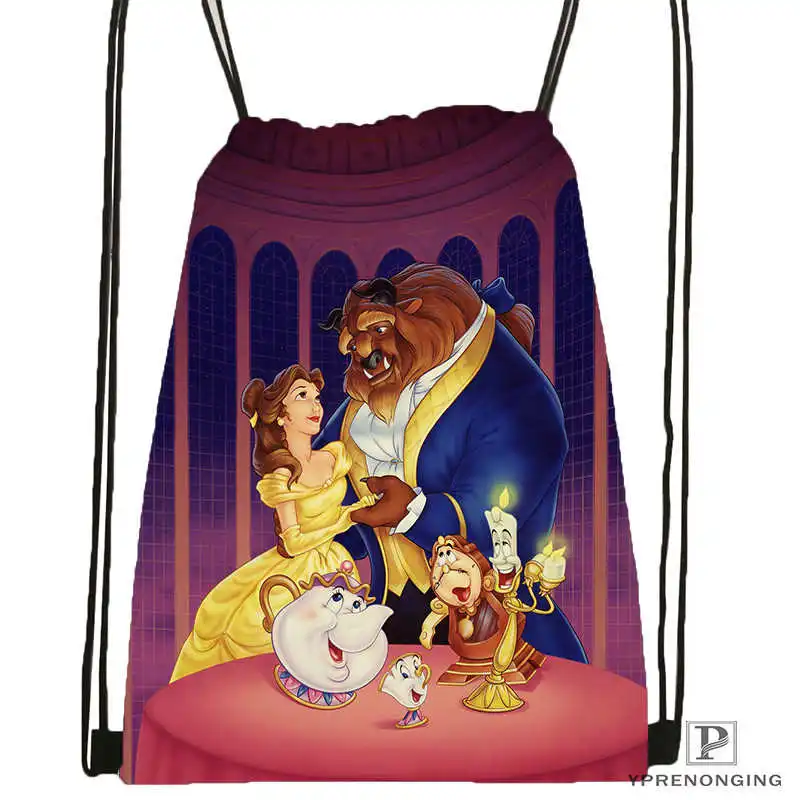 Пользовательские Красота и чудовище Drawstring сумка-рюкзак милый рюкзак детский Ранец(черный назад) 31x40 см#180531-02-18 - Цвет: Drawstring Backpack