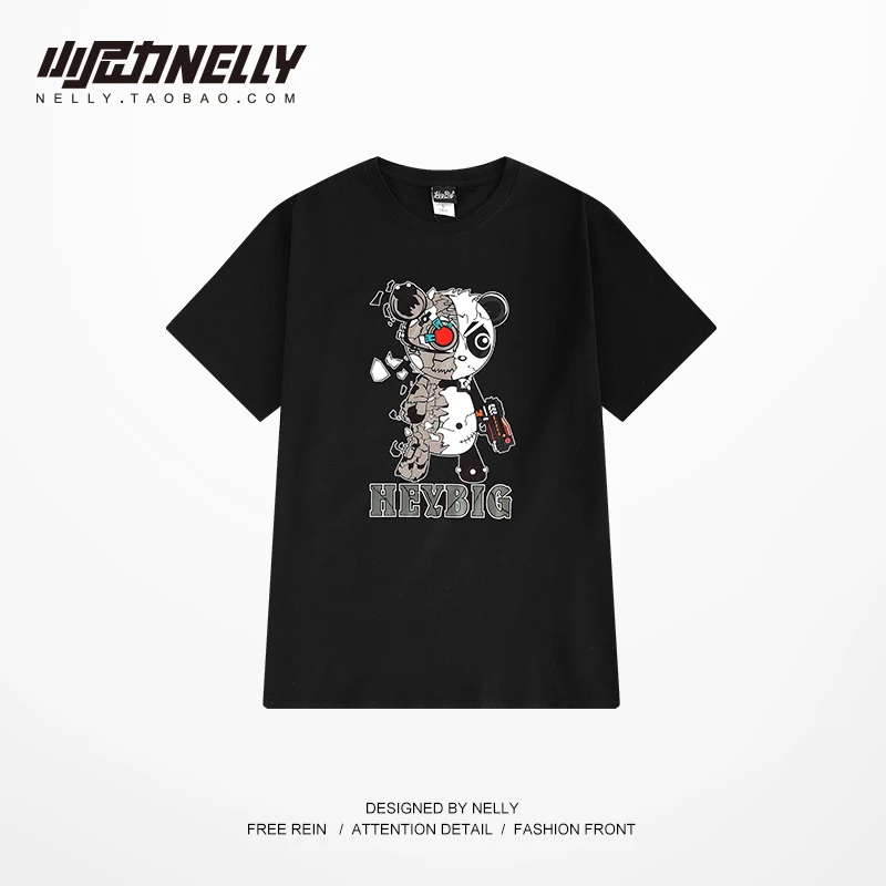 NELLY/2019 летняя Американская футболка в стиле хип-хоп с принтом панды короткими