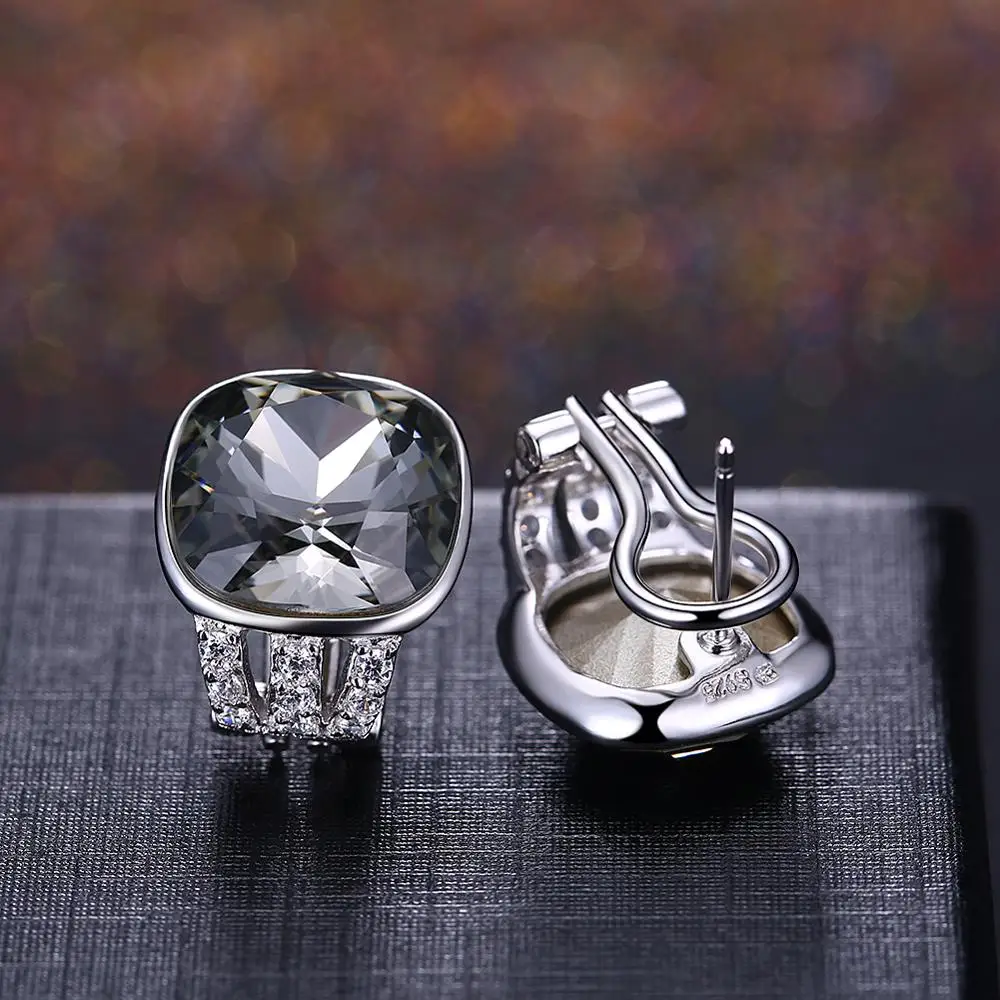Женские серьги гвоздики с разноцветным кристаллом Swarovski из стерлингового