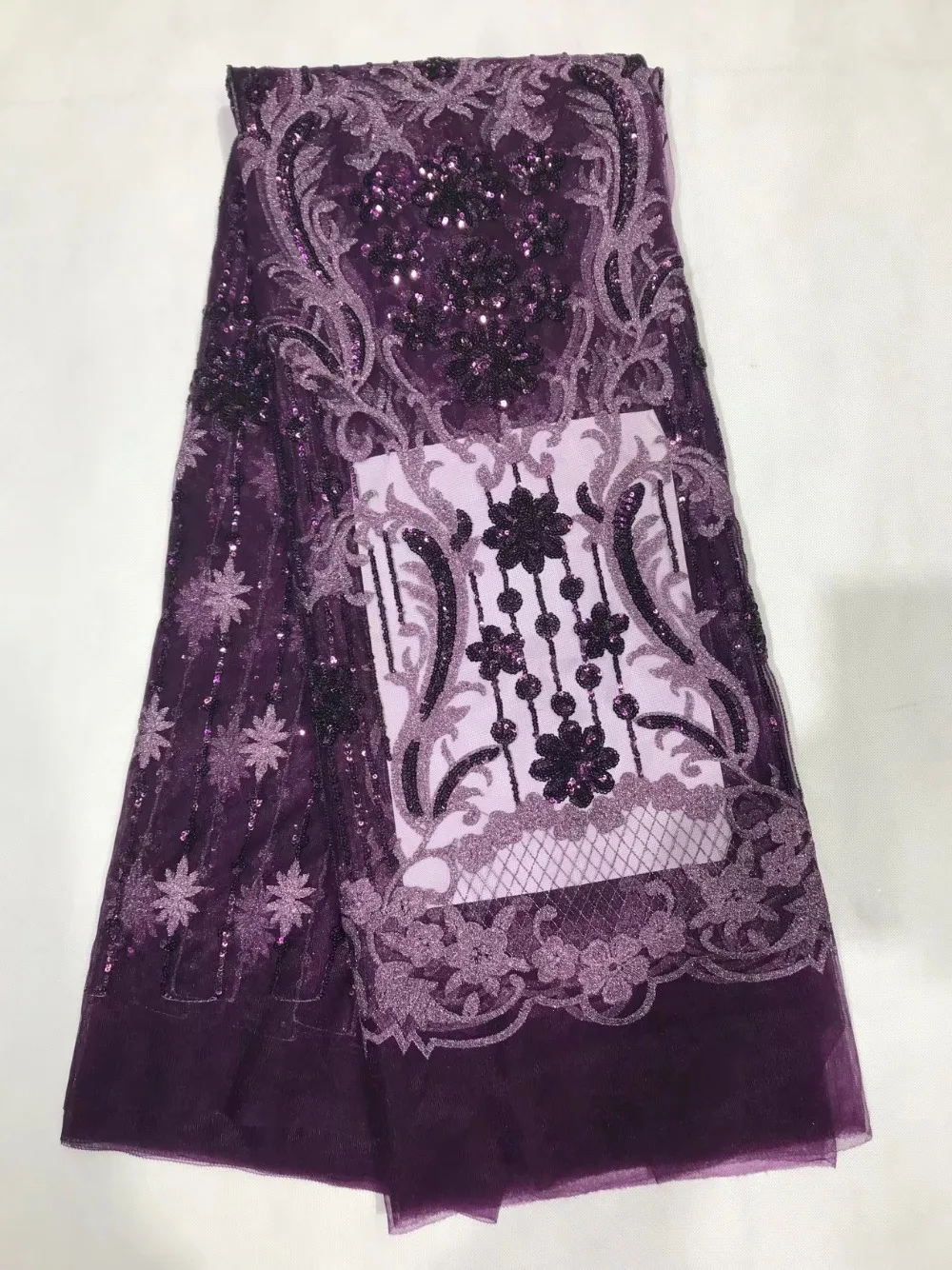 Popular Buying High Class Elegant Big Red Sequins Flower African French lace Wholesale Breathable Tulle Lace Fabric Wedding AFL | Дом и сад