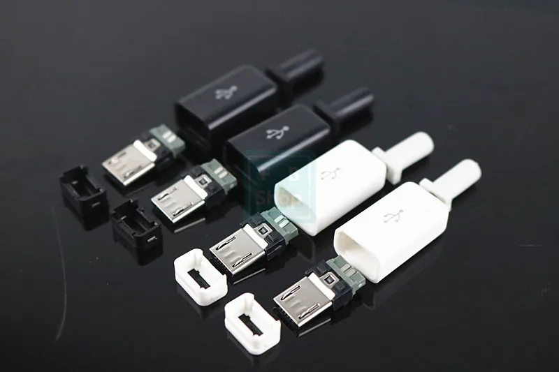 10 шт. 5 штырьков белый черный Micro USB штекер-коннектор зарядное устройство 5P