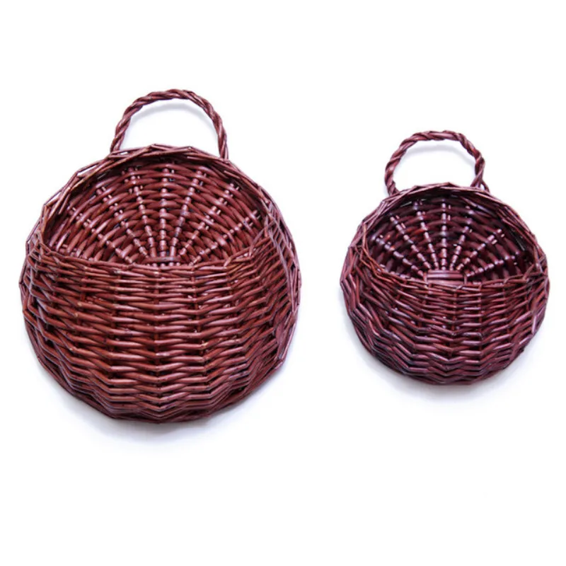 Плетеная настенная корзина для хранения ручной работы из ротанга цветов зеленый