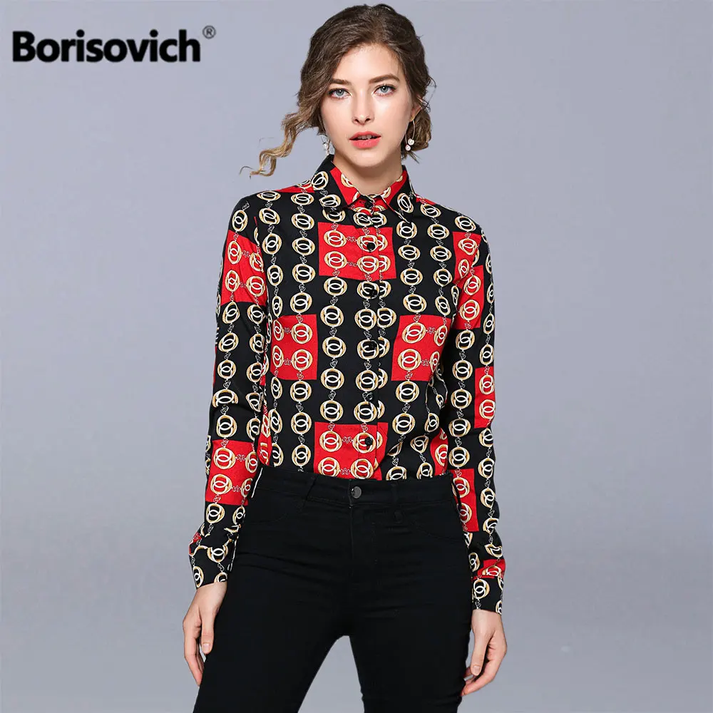 Женская Повседневная рубашка Borisovich элегантная офисная с отложным воротником и