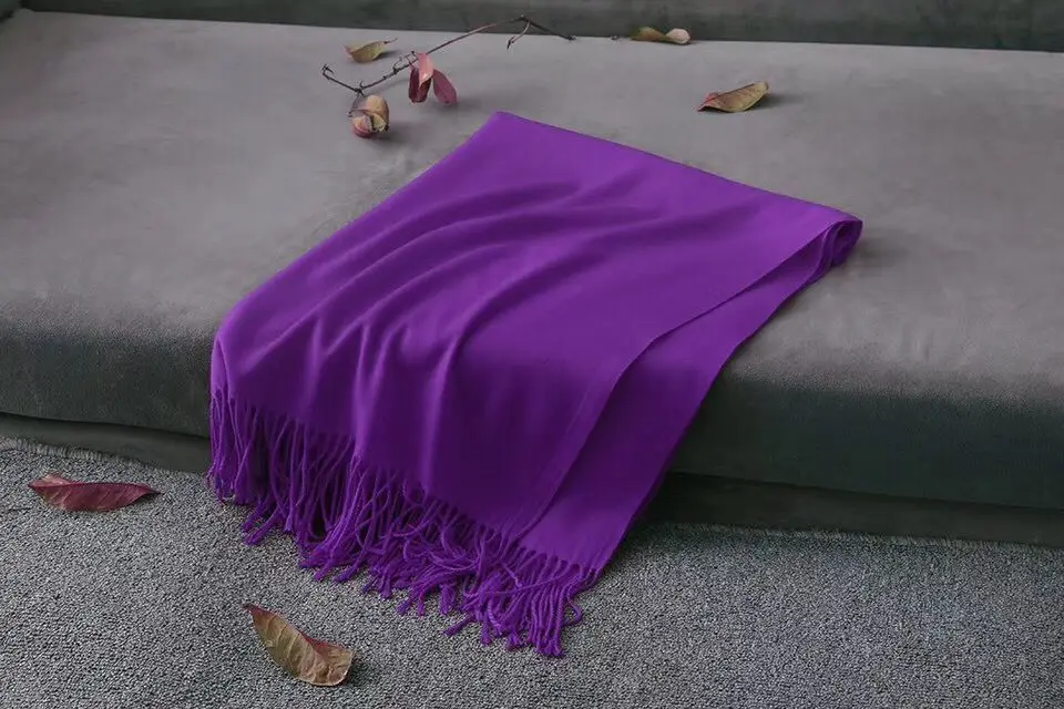 purple Роскошный шарф, однотонный кашемировый шарф, кашемировый шарф из пашмины, женская накидка, пончо, шали и шарфы, зимняя кашемировая шаль, бандана - Цвет: purple