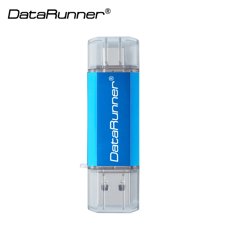 Синий DataRunner Тип C USB флеш-накопители 128 Гб OTG флэш-накопитель 16 ГБ 32 ГБ 64 Гб 256 ГБ Микро-флеш-накопитель USB флешка для type-C Android Mobile - Цвет: Синий