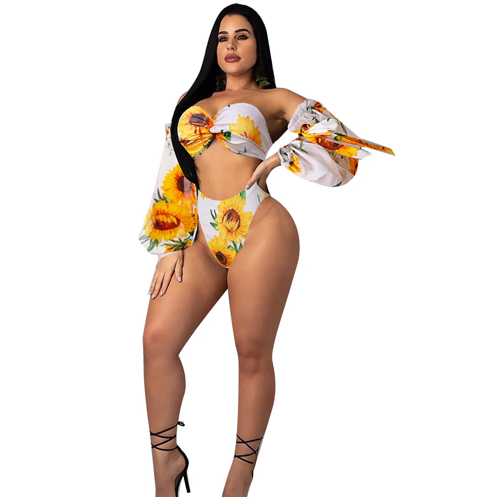 Женский сексуальный раздельный купальник летние комплекты женский с цветочным