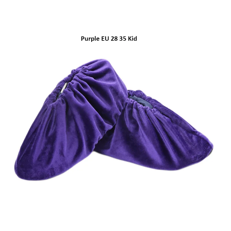 Purple EU 28 35 KID 100 пар Многоразовые домашние Пылезащитный для обуви покрытие сплошной цвет открытый галоши для защиты от дождя ткань водонепроницаемый износостойкий чехол для обуви - Цвет: Purple EU 28 35 KID