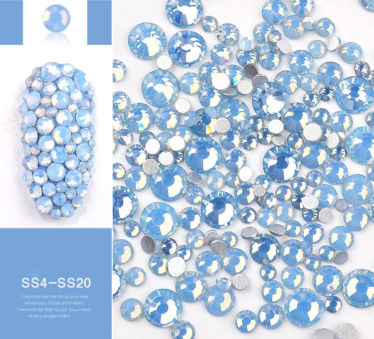 Синий 1 Pack SS4-SS20 Mix Opal AB Crystal Nail Art Rhinestones 3d Glass Flatback Diamond DIY Nail Jewelry Sticker Decoration Manicure - Цвет: Синий