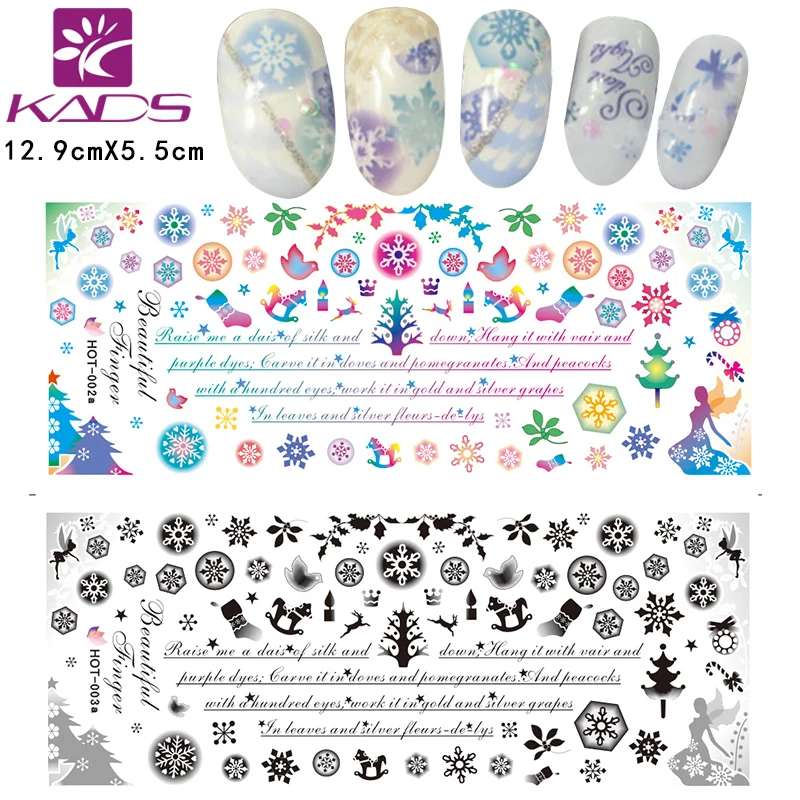 3 sheet/set HOT001-003 snow Christmas sticker Nail Art Decals Water Transfer Stickers Tips Wrap Decoration | Красота и здоровье