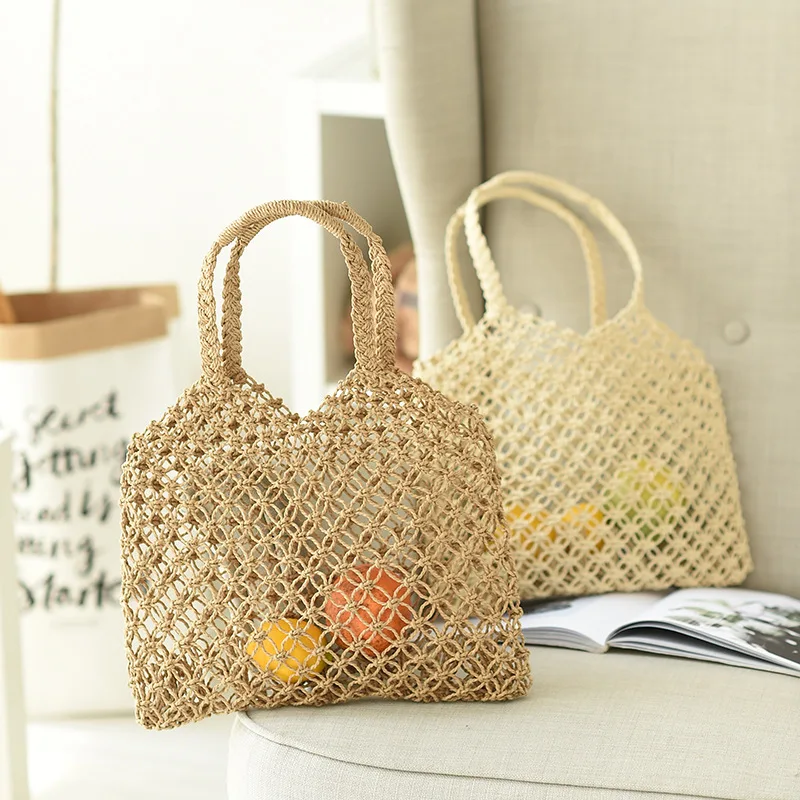 Новая плетеная вручную Плетеная соломенная сумка бумажная веревка сетка без