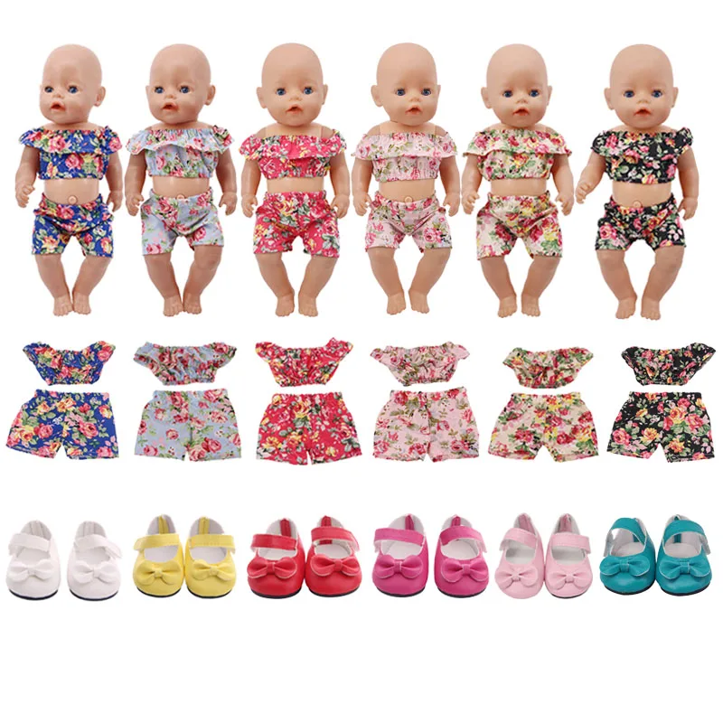 Одежда для кукол 6 шт. шорты с цветами + рукавом подходит американской куклы 18