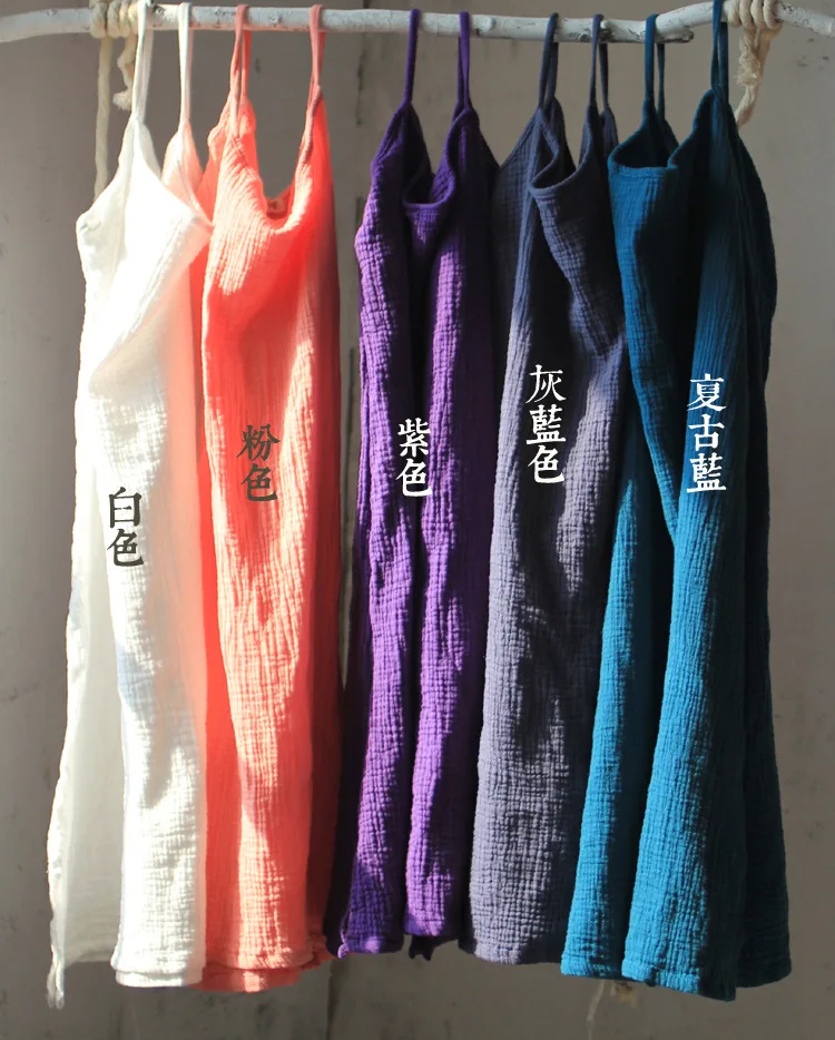 Летнее женское платье 2020 двойное хлопковое удобное однотонное без рукавов