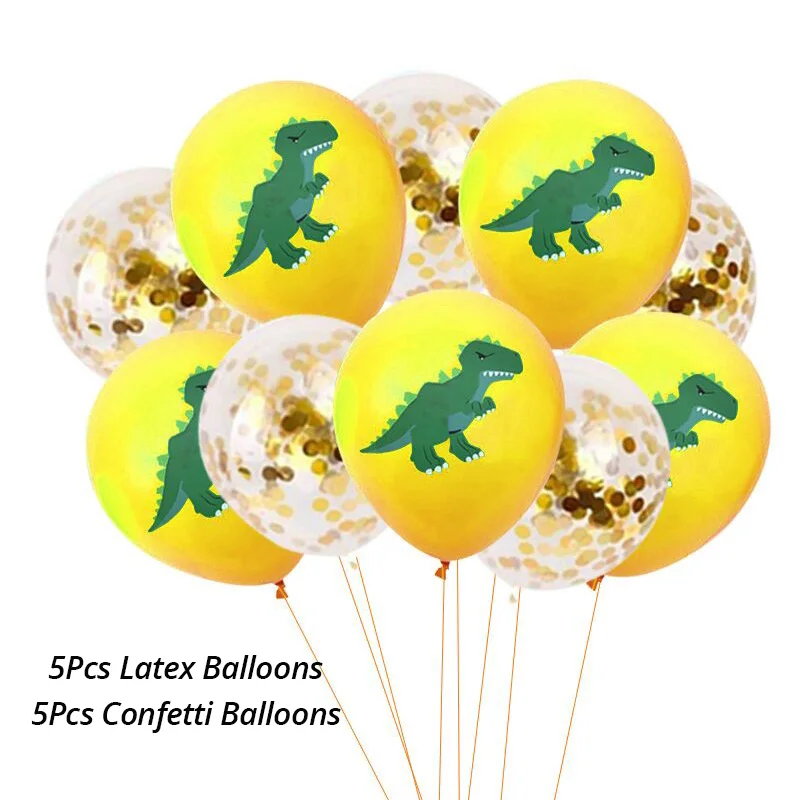 10pcs balloons 2 Ревущий динозавр баннер для украшения вечеринки будет одна вечеринка для мальчика день рождение бумага Цветок Дети сувениры милый динозавр баннер воздушные шары DIY поставка - Цвет: 10pcs balloons 2