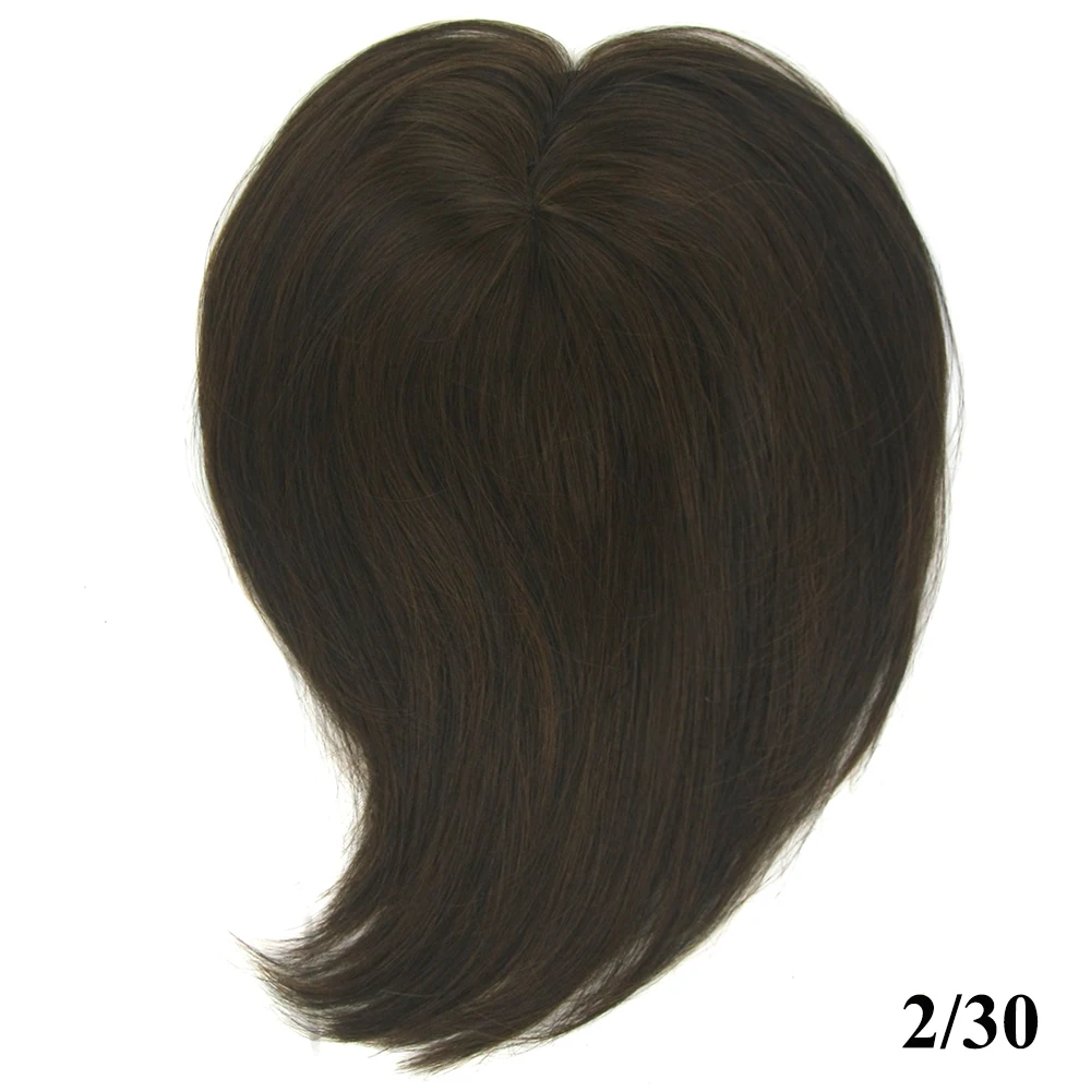 Soowee длинные коричневые синтетические волосы Toupees шиньоны прямые волосы короткая челка Топ Закрытие для мужчин и женщин