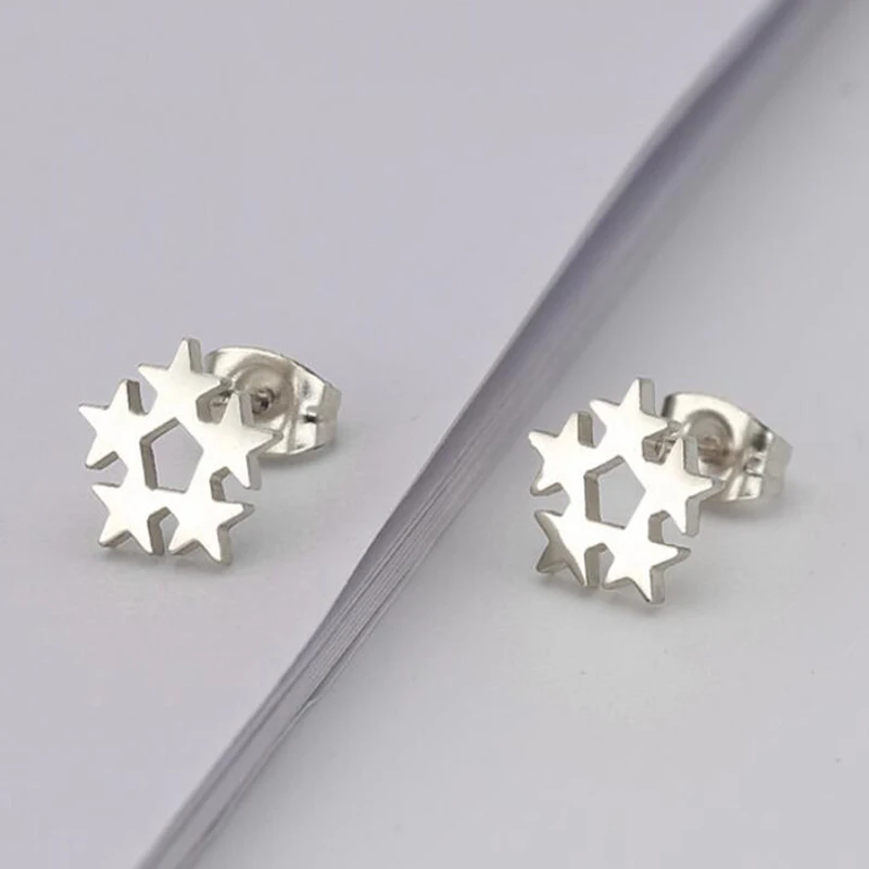 Yiustar Star Милые простые серьги из нержавеющей стали изысканный очаровательный