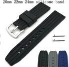 Ремешок силиконовый для наручных часов, мягкий резиновый водонепроницаемый браслет, аксессуары для часов, 20 мм 22 мм 24 мм
