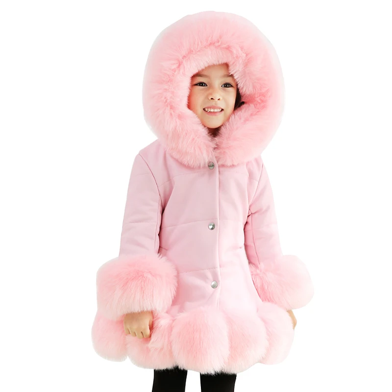 Рождественская зимняя плотная теплая куртка из искусственной кожи для девочек