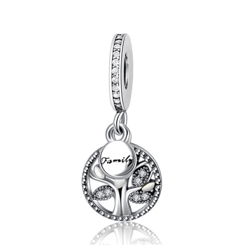 Silver tree Подлинное 925 пробы серебро очарование бисера Семья любовь Кулоны в форме сердца, подходит к подлинным браслетам Pandora Подвески DIY ювелирные изделия для мамы Подарки - Цвет: Silver tree