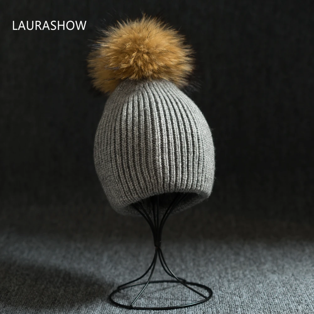 Lorashow взрослых зимняя брендовая бейсболка 16 см настоящий шарик из меха норки Pom шапка с помпоном для леди шапка трикотажная шапка Skullies женские шапочки